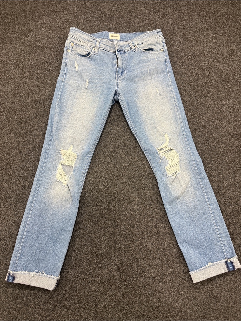 Hudson Jeans Light Blue Ripped Boyfriend Jeans